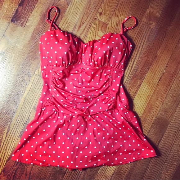 Tropical Escape Other - TROPICAL ESCAPE POLKA DOT SKIRTED SWIM DRESS #539